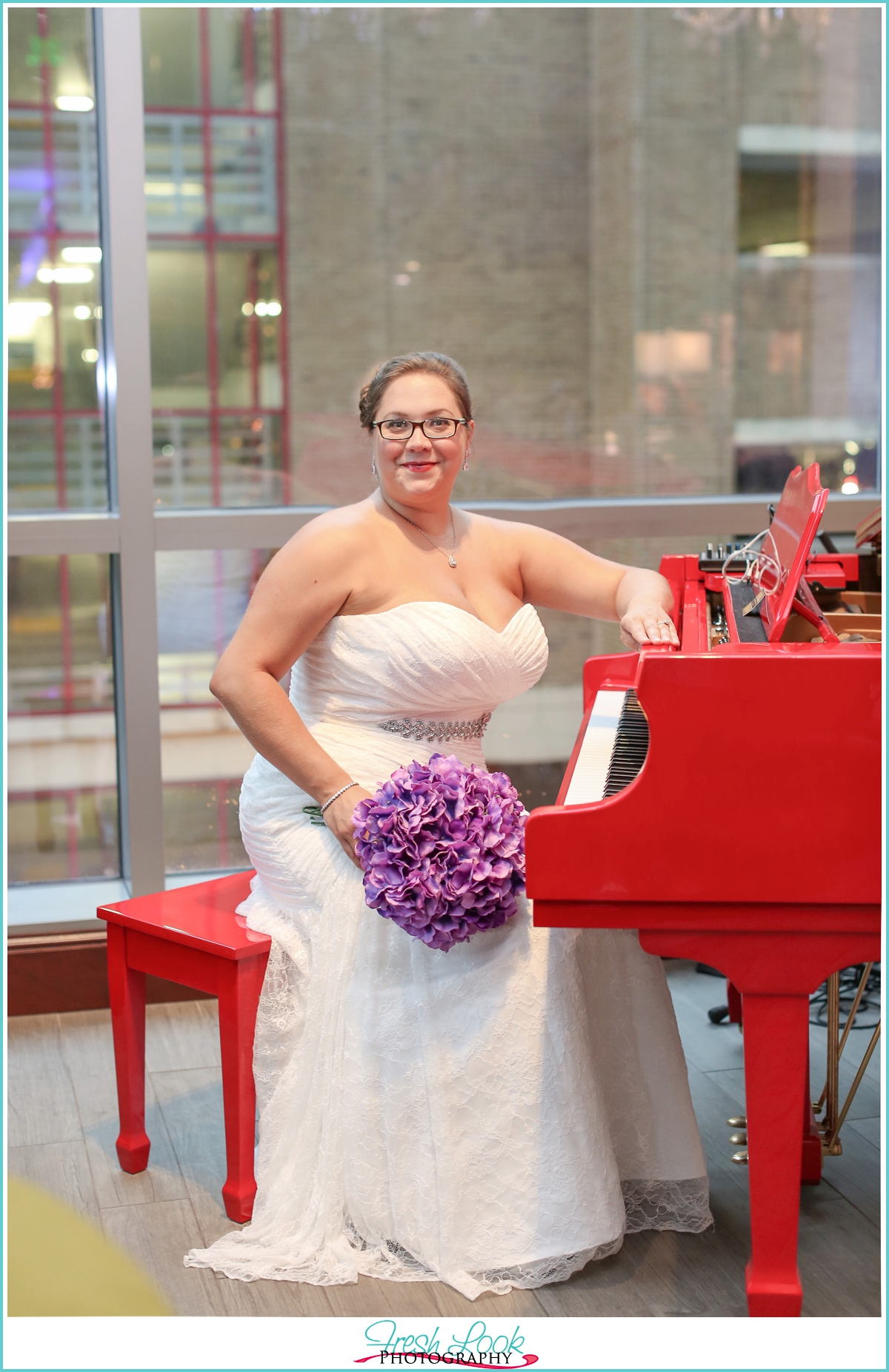 bride playing the piano