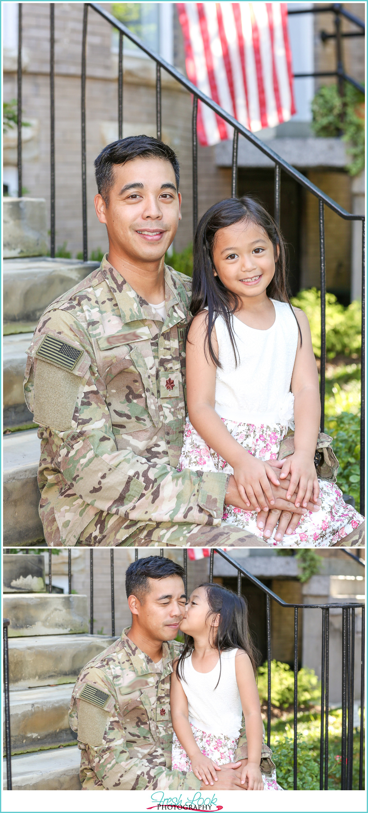 military dad and little girl