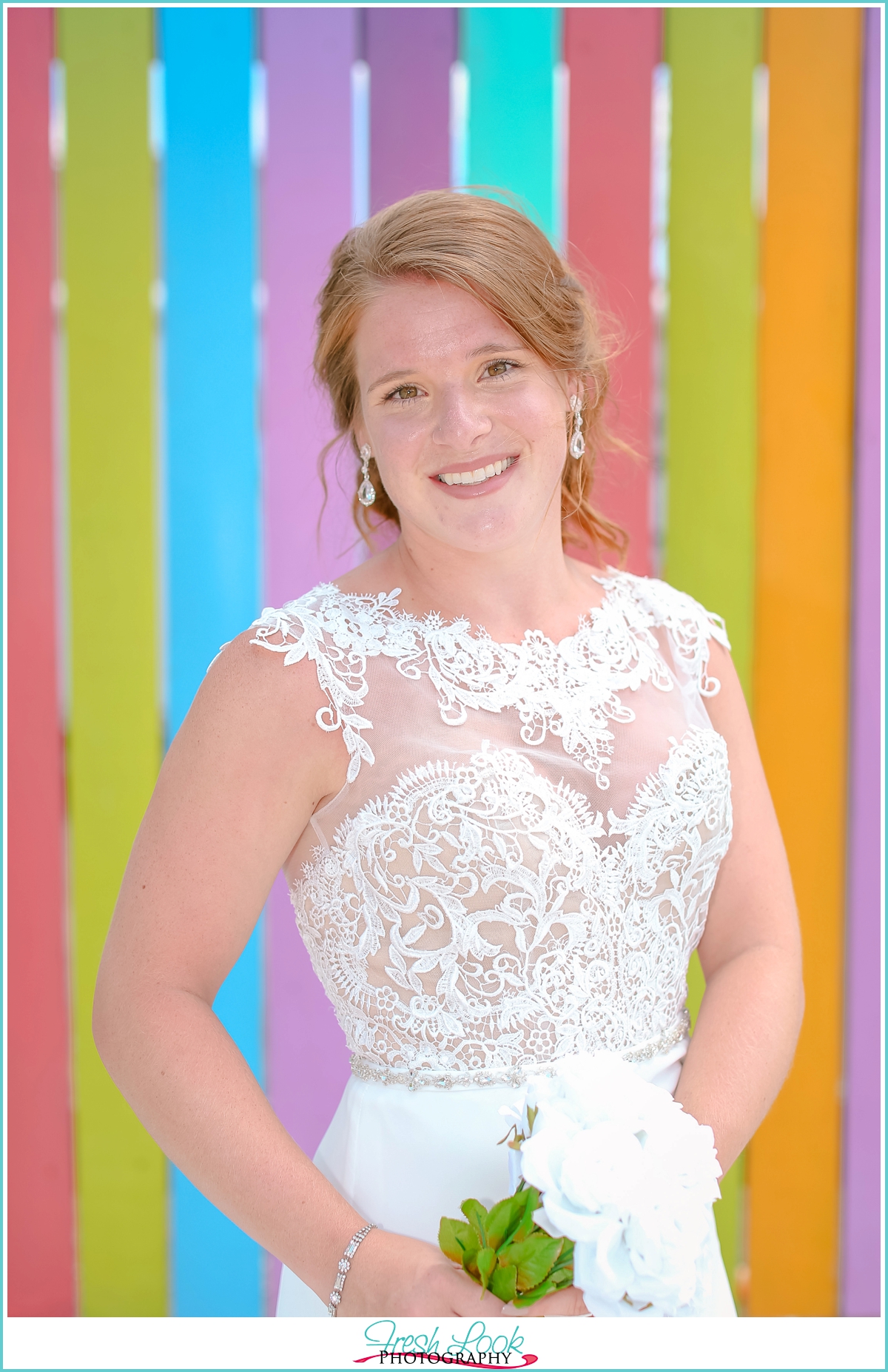 beautiful bride colorful background