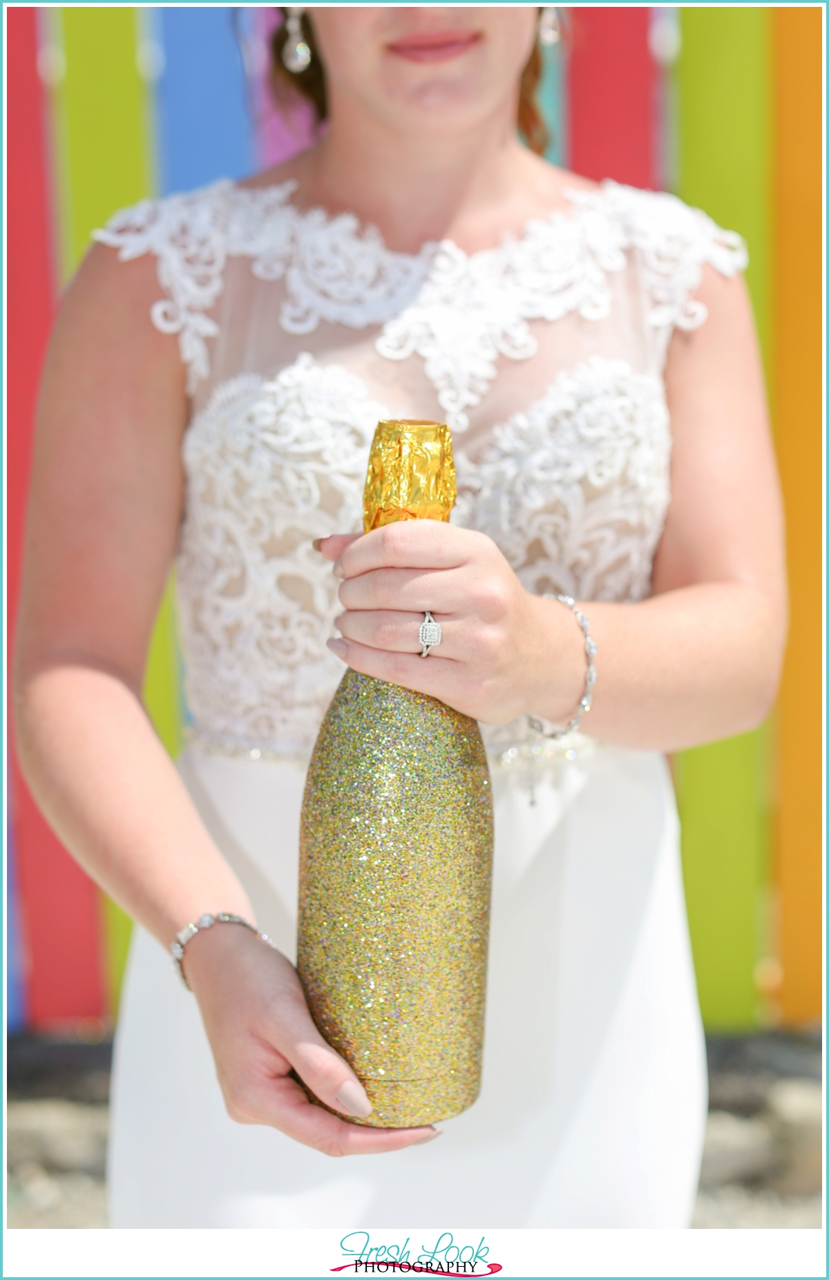 pop the champagne bridal photos