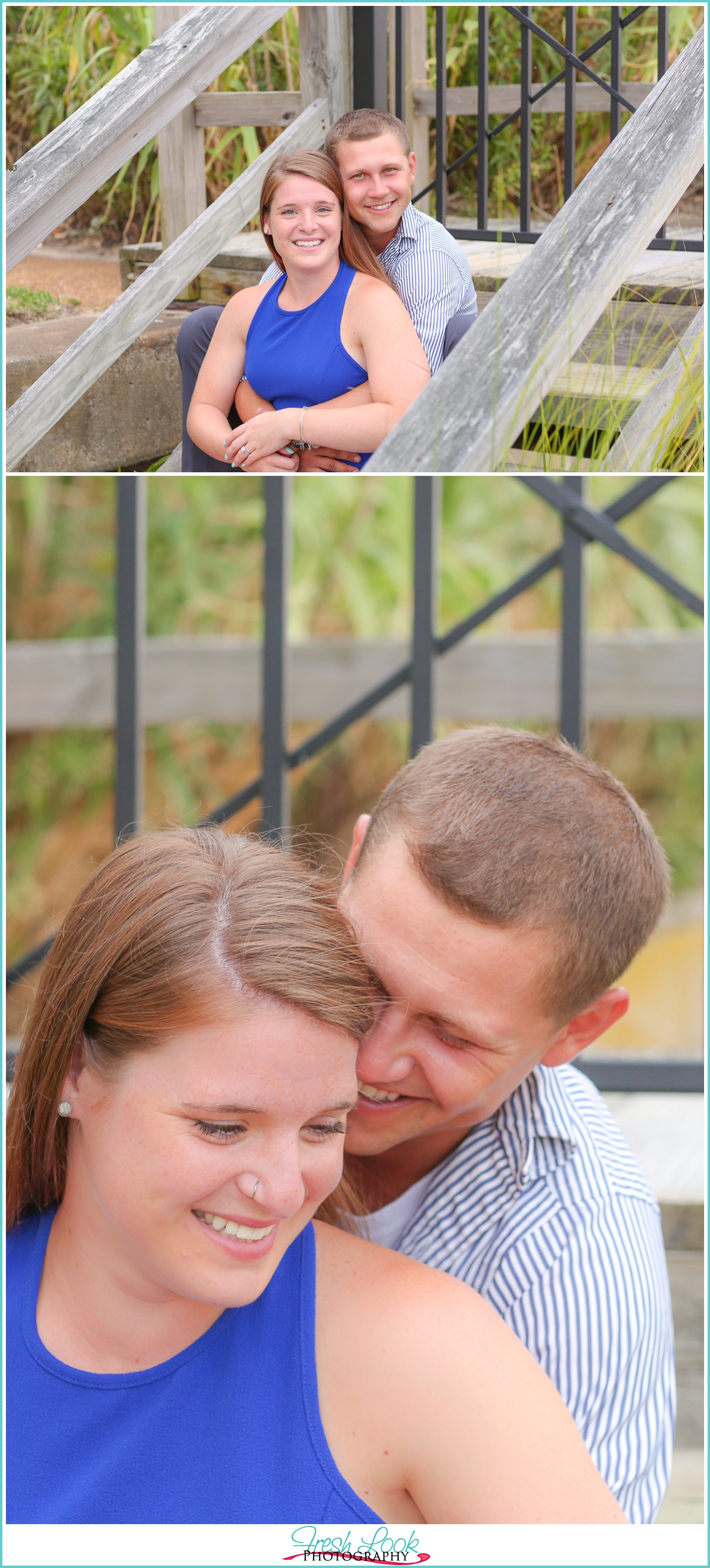 snuggling together during engagement session