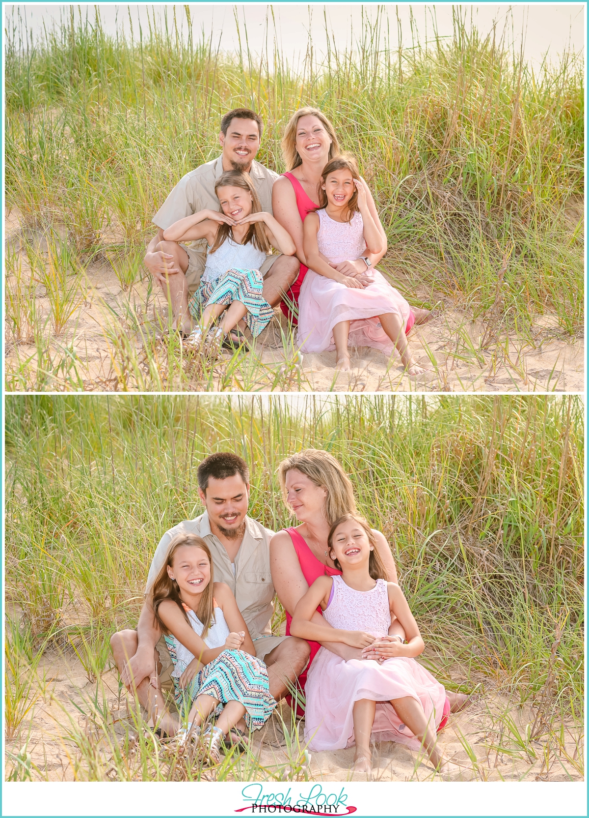 family of four beach photos