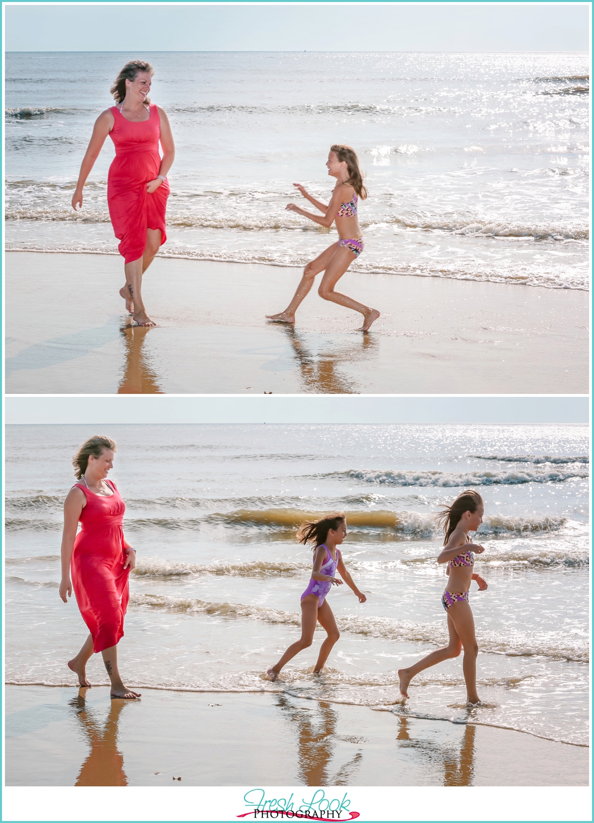 playing with mommy in the ocean