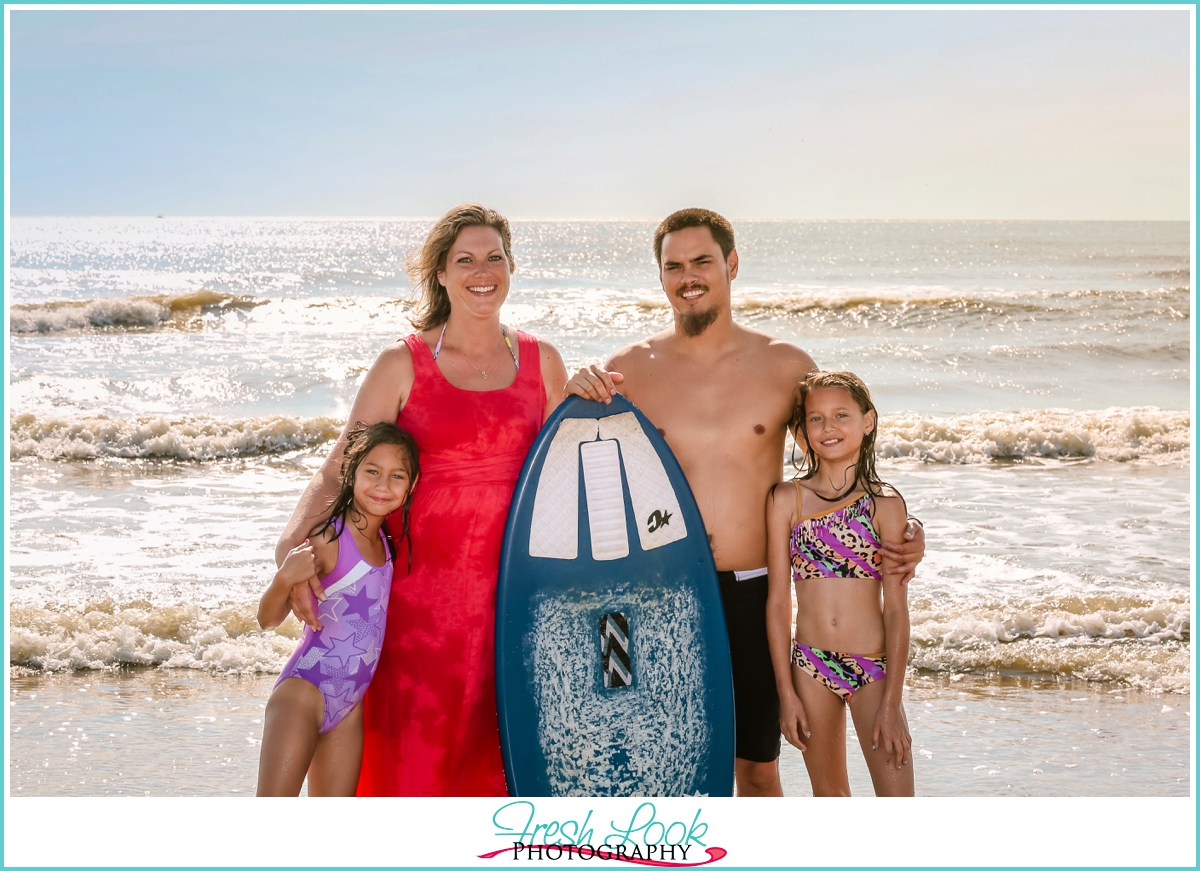 skimboard family photo