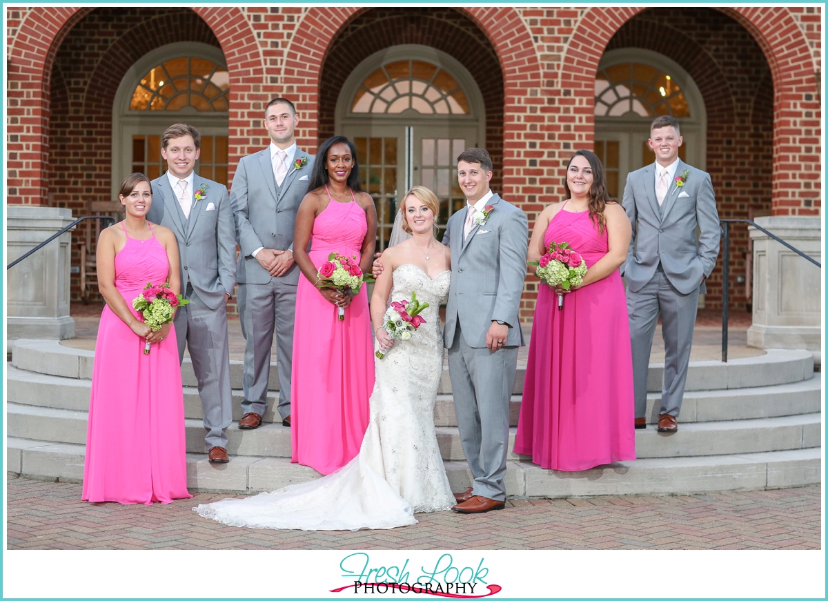 pink and gray wedding party