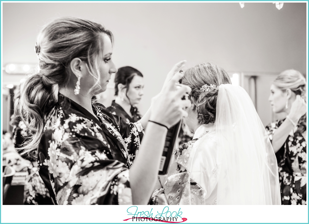 bride getting ready for the wedding