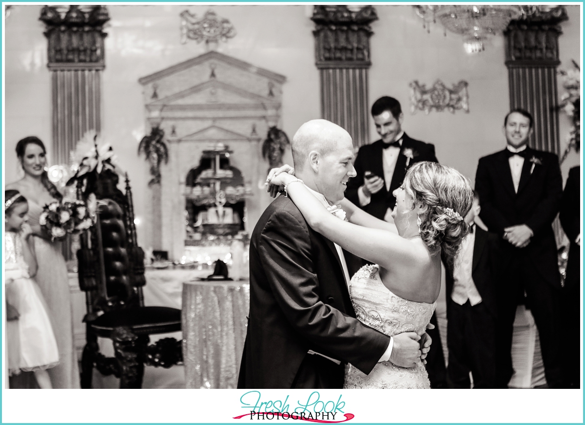 bride and groom first dance