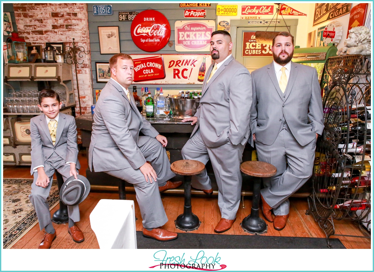 groom and groomsmen formal portraits