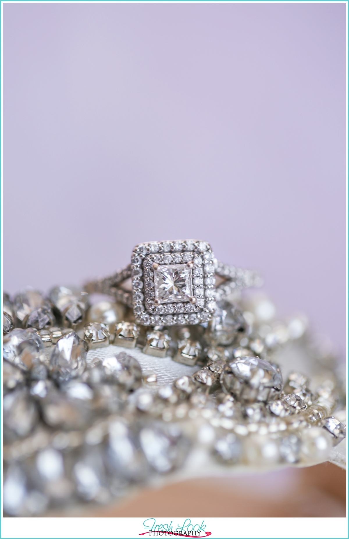 princess cut halo engagement ring