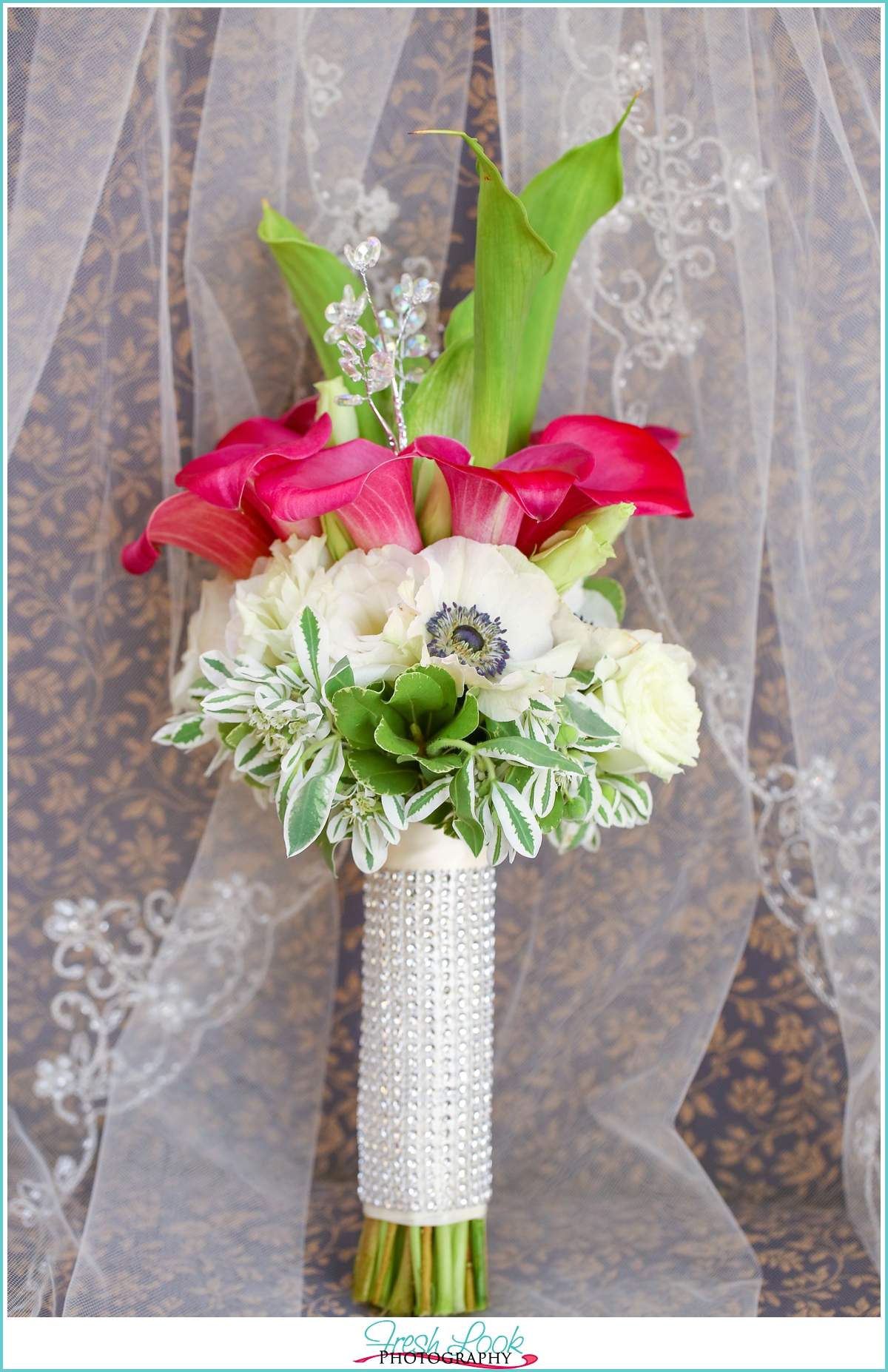 Pink and Sparkly wedding bouquet