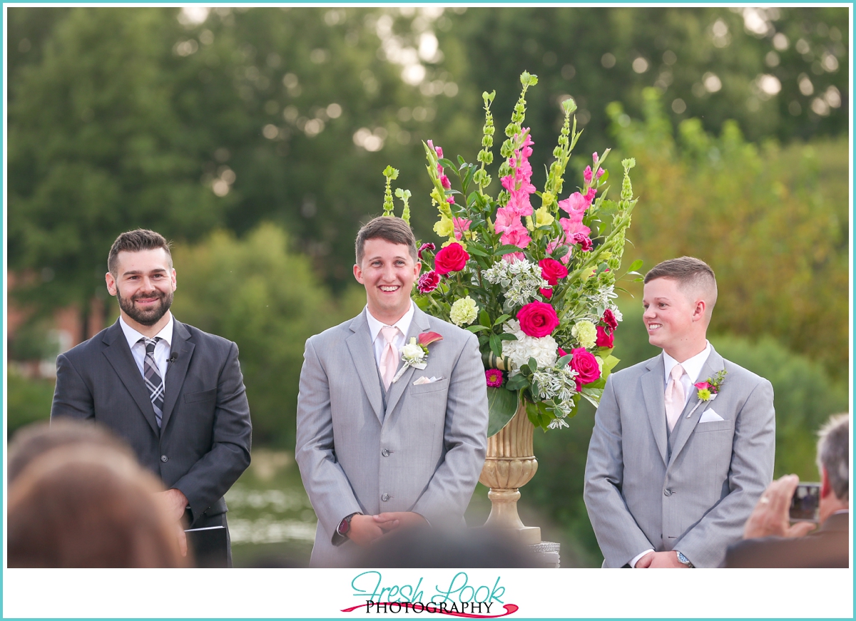 Groom seeing his bride for the first time