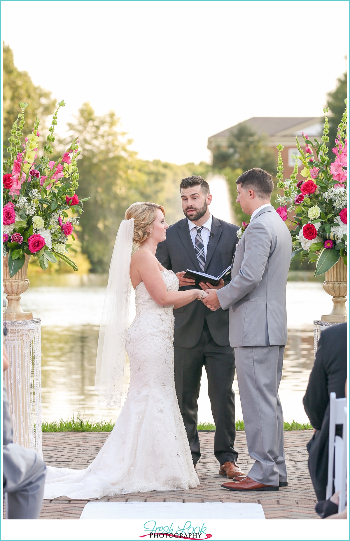 Bride and groom exchanging vows