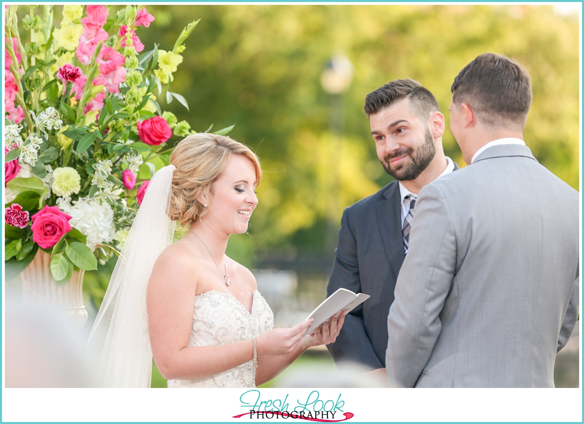 Bride reading her vows