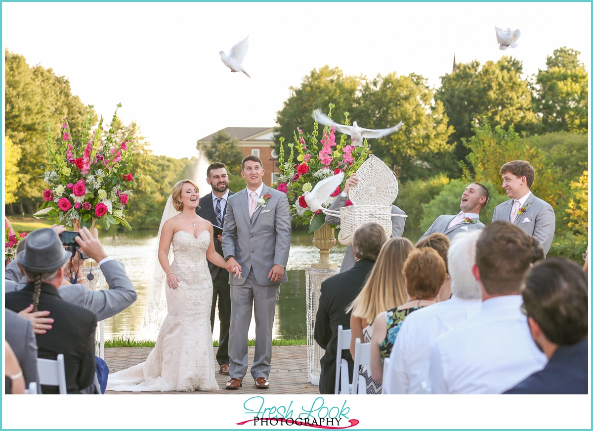 Dove release at the wedding