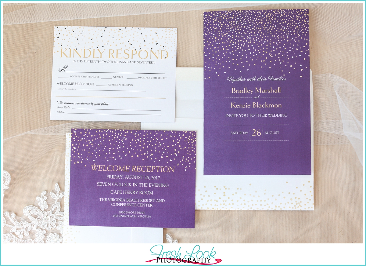 purple wedding stationery
