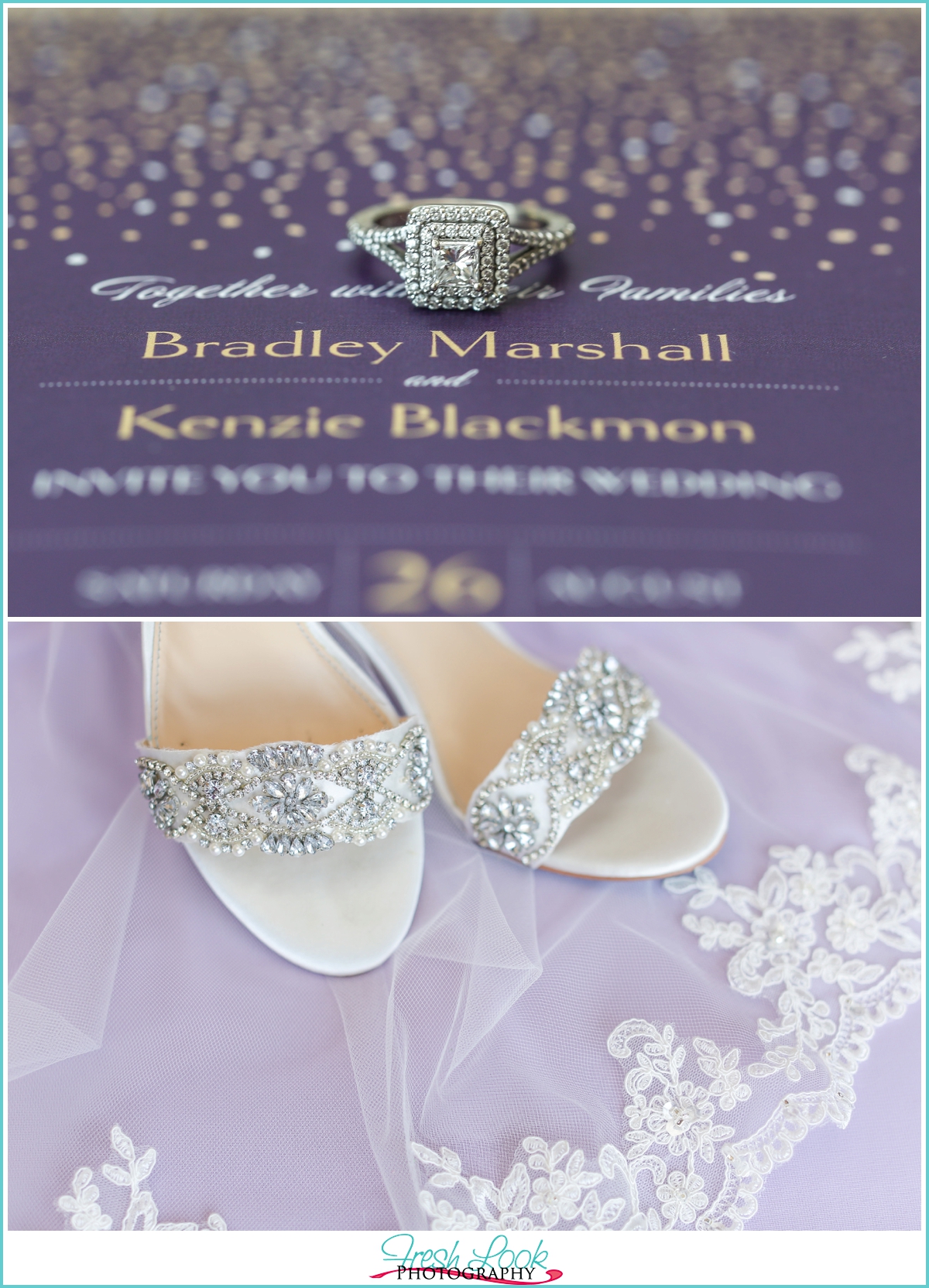 wedding invitation and shoes