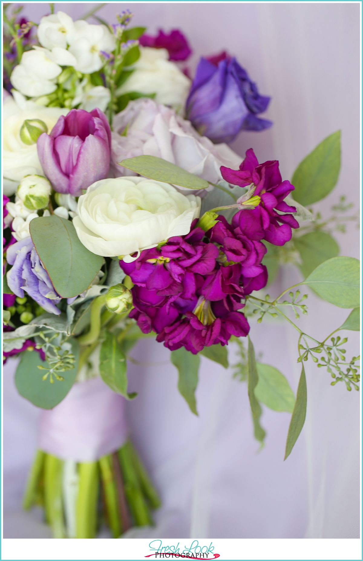 purple and green wedding bouquet