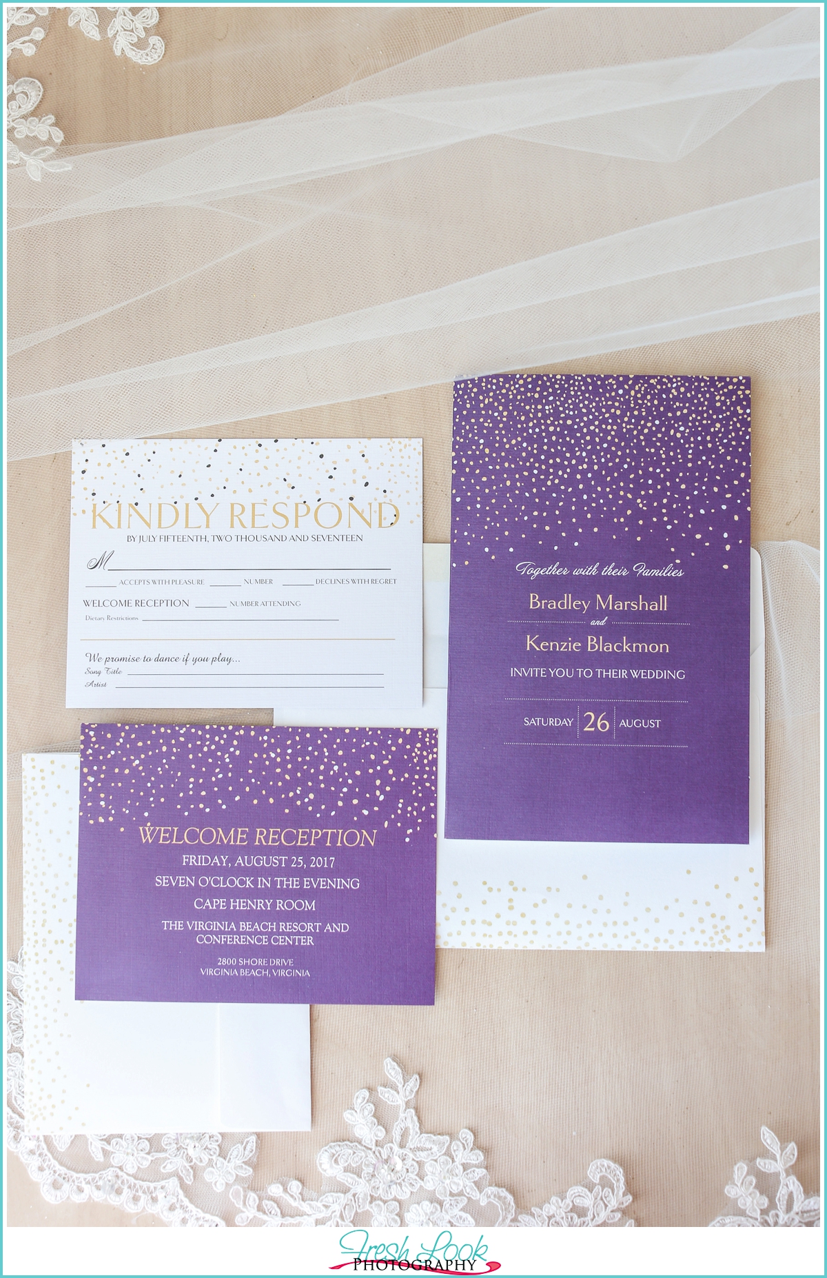 purple wedding invitation