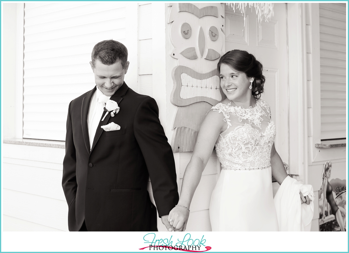 bride and groom first look