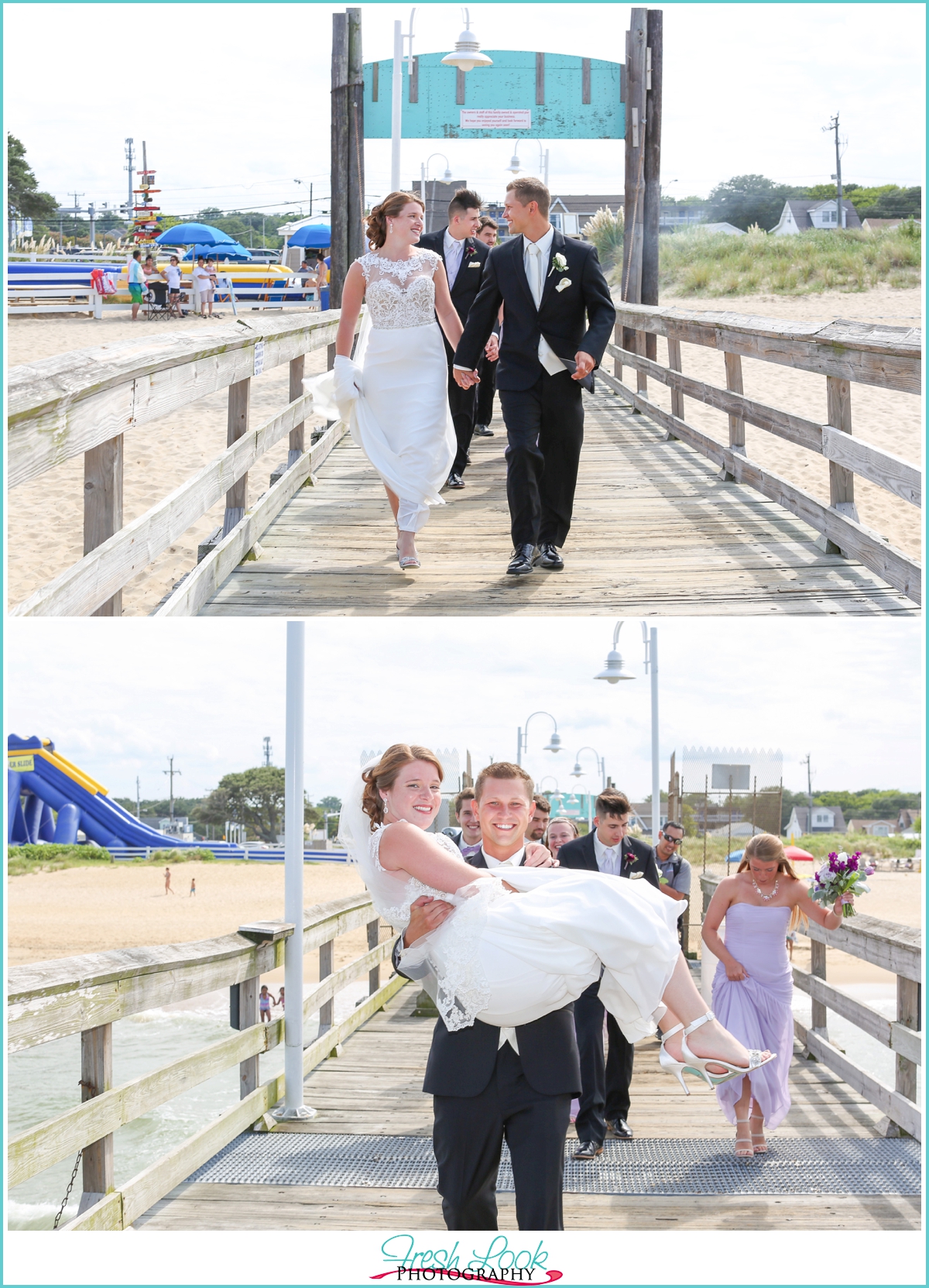 bride and groom walking together