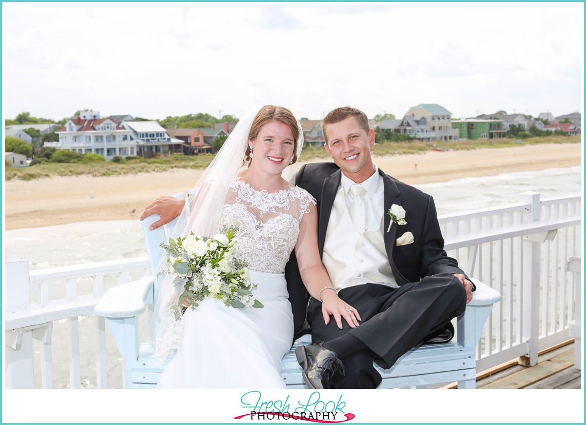 bride and groom at the oceanfront