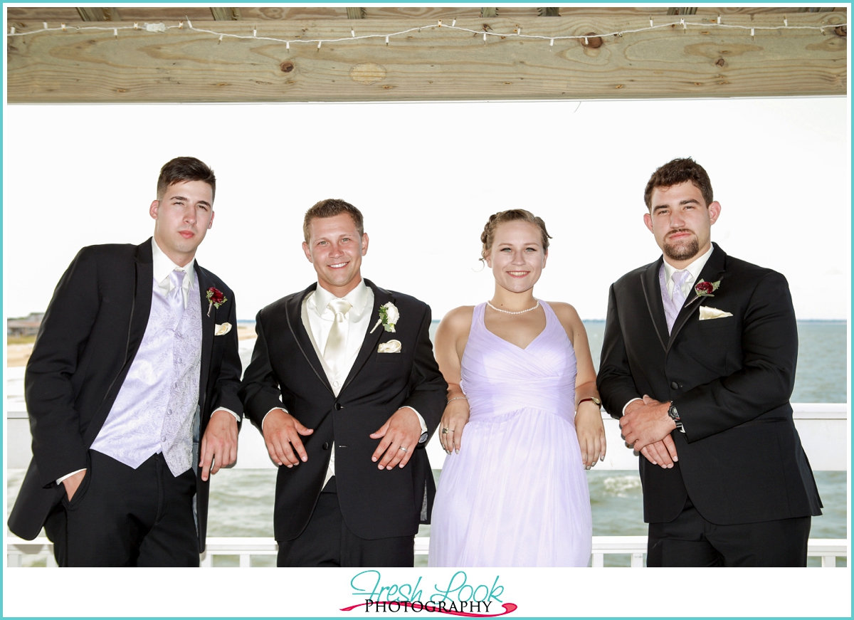 groom and groomsmen relaxing