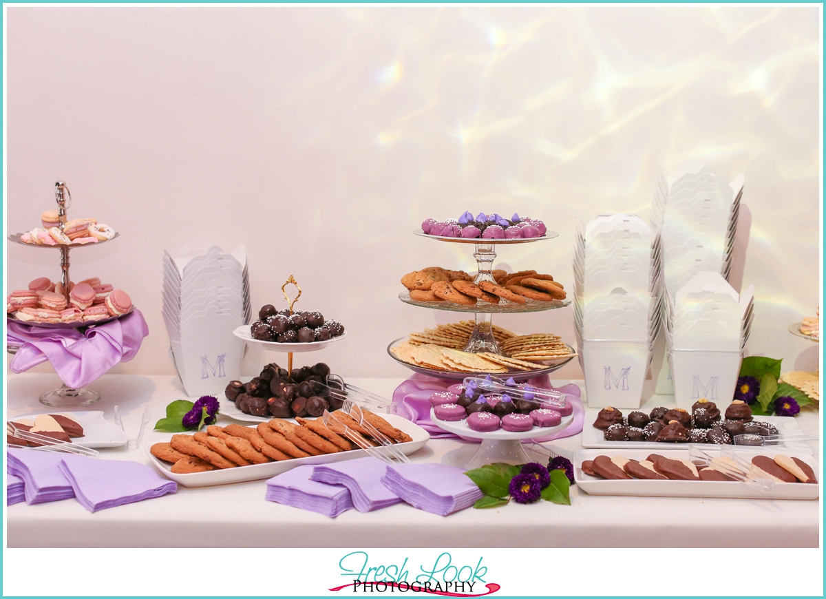 purple themed dessert bar