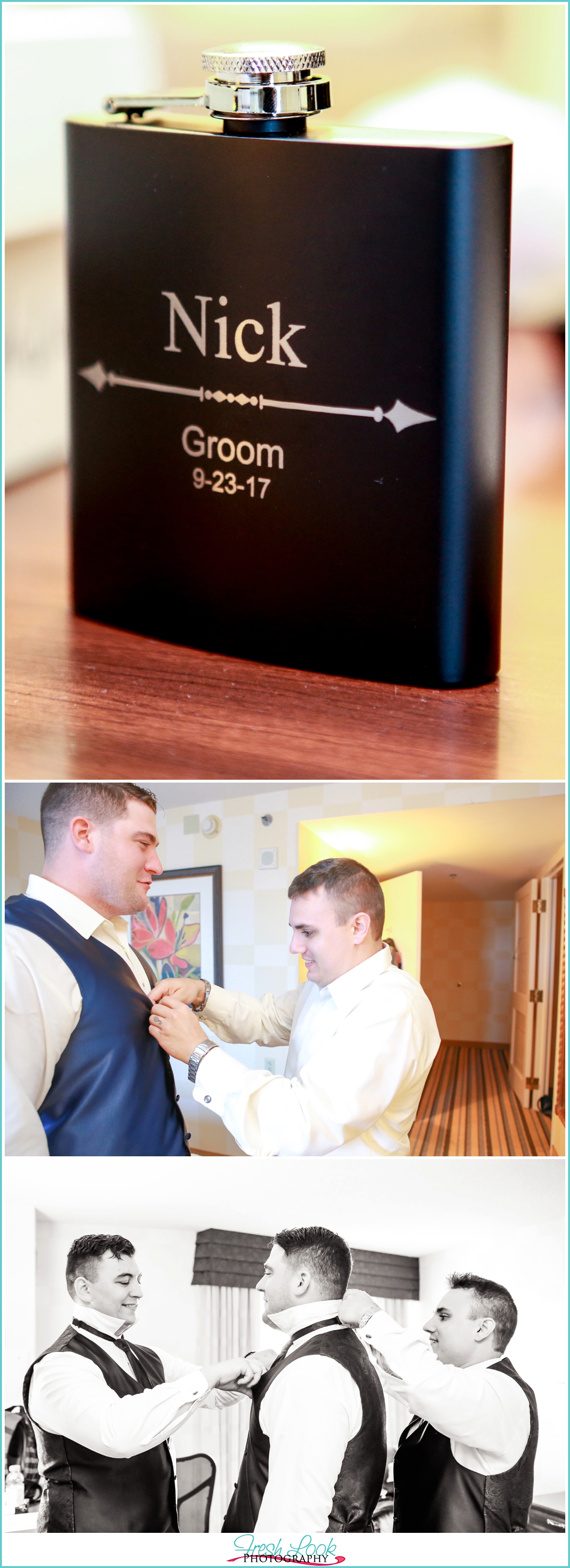 grooms wedding day flask