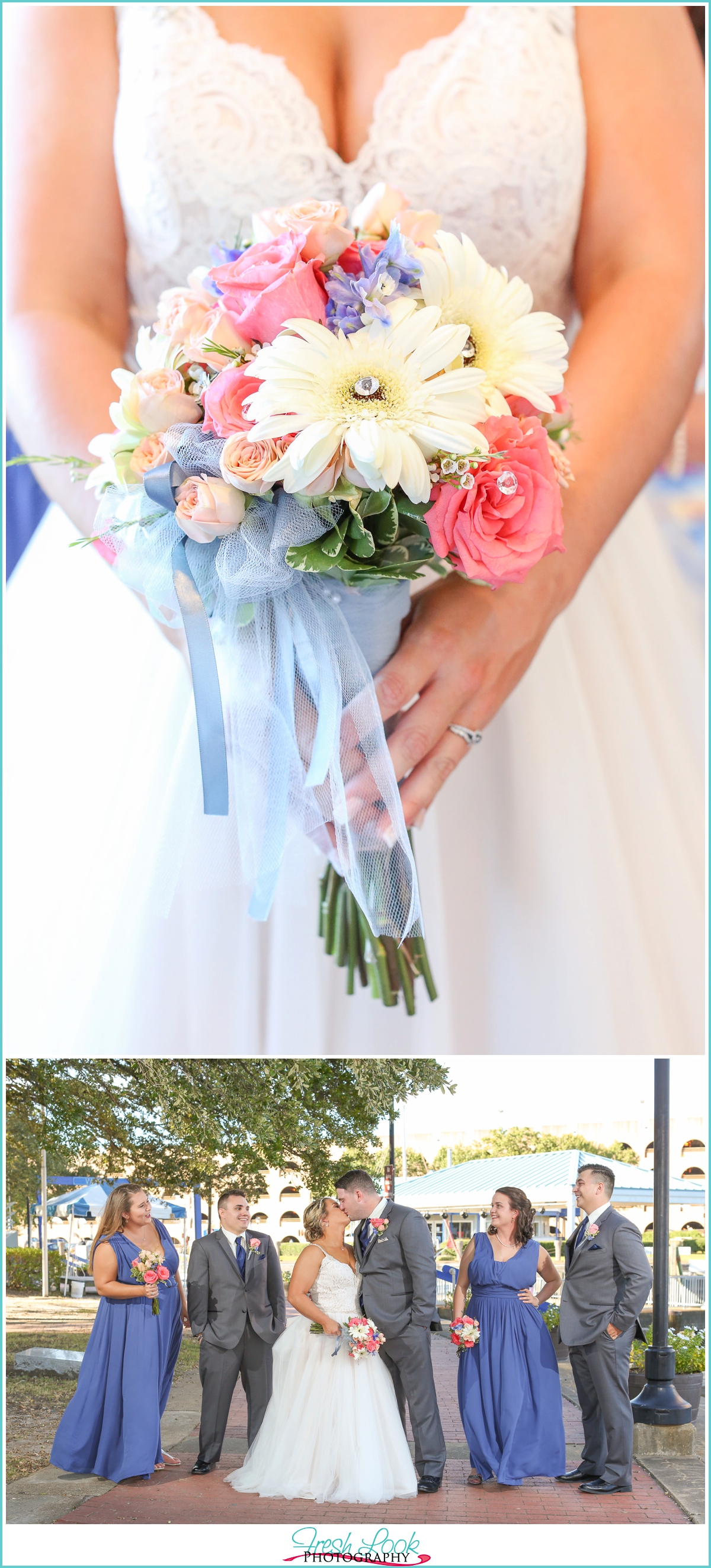 bridal party with bride and groom