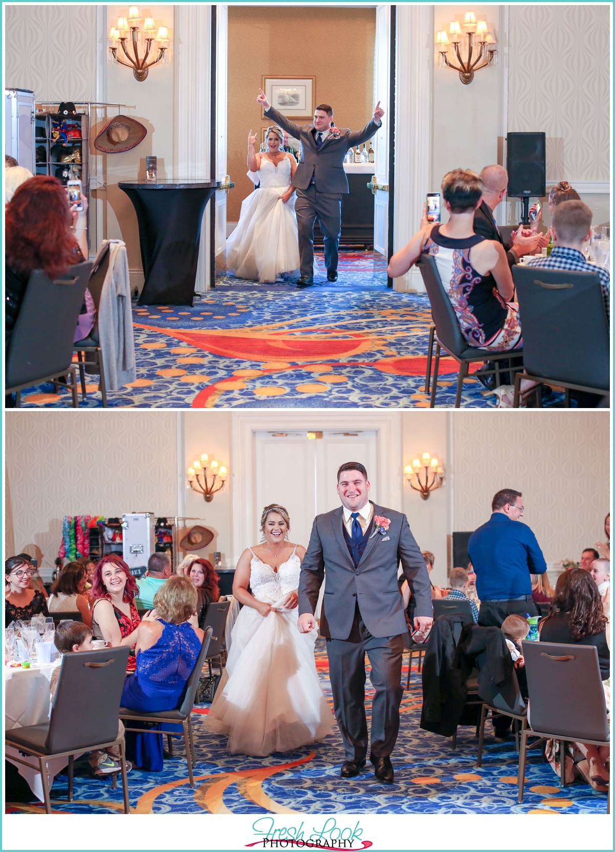 bride and groom entering reception 