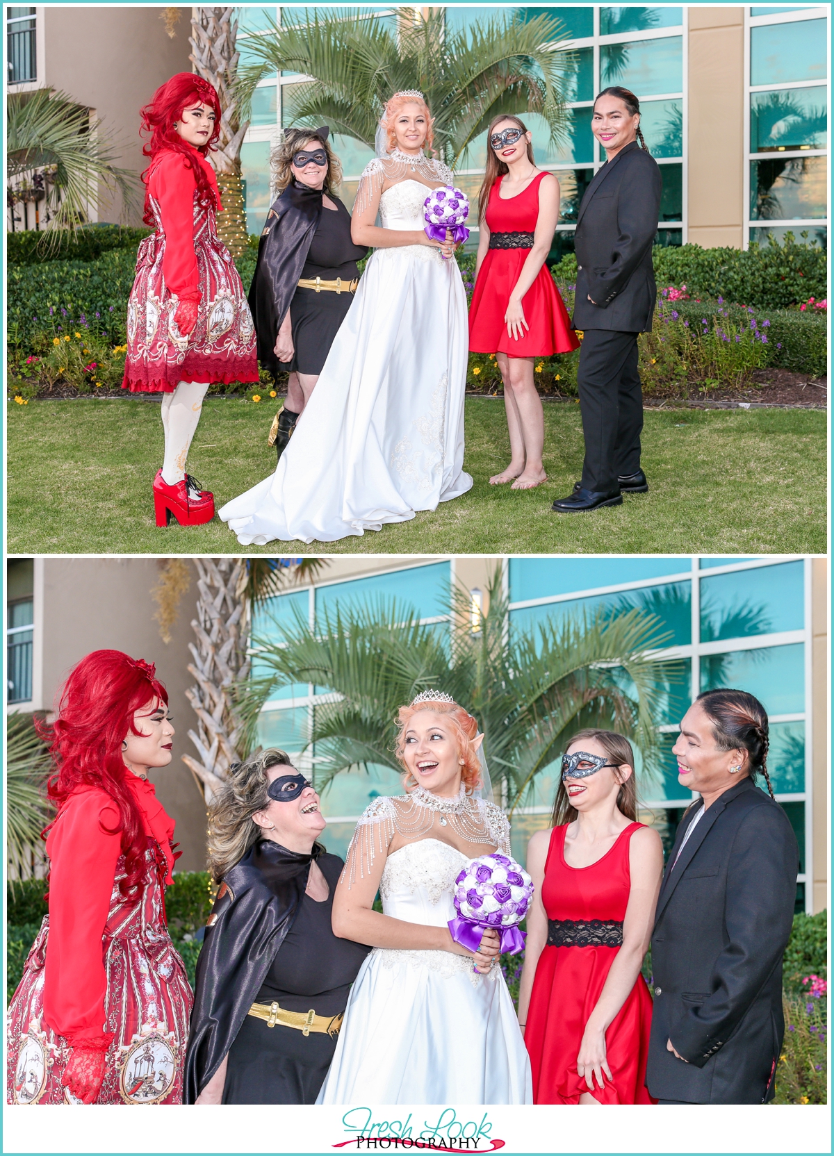 bride and cosplay bridesmaids