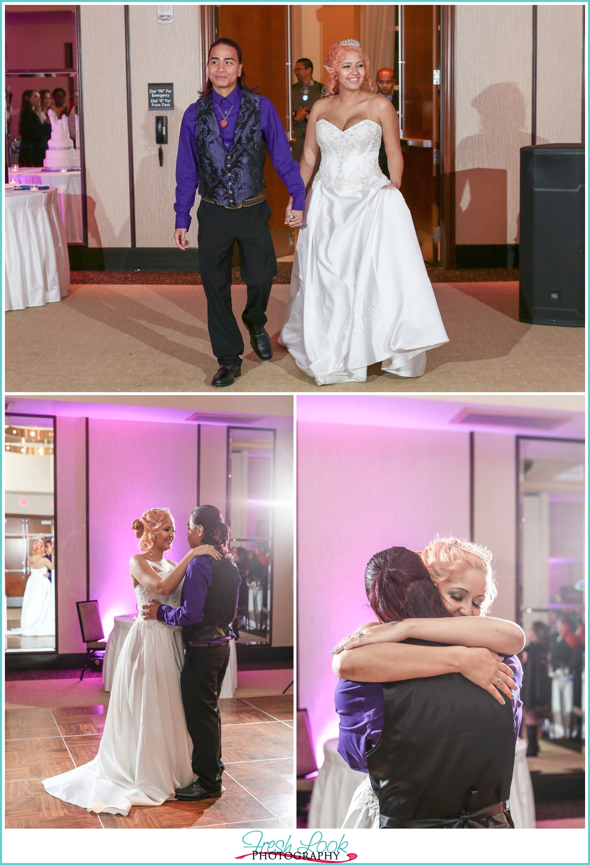 bride and groom entering reception