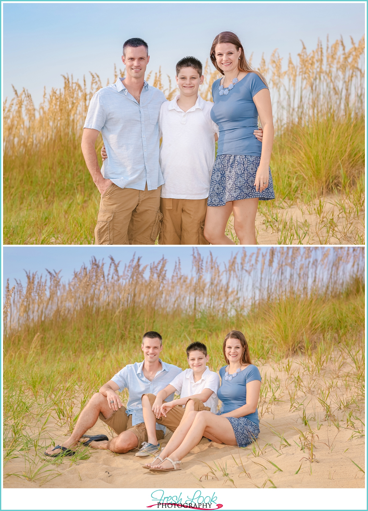family photos in the sea grass