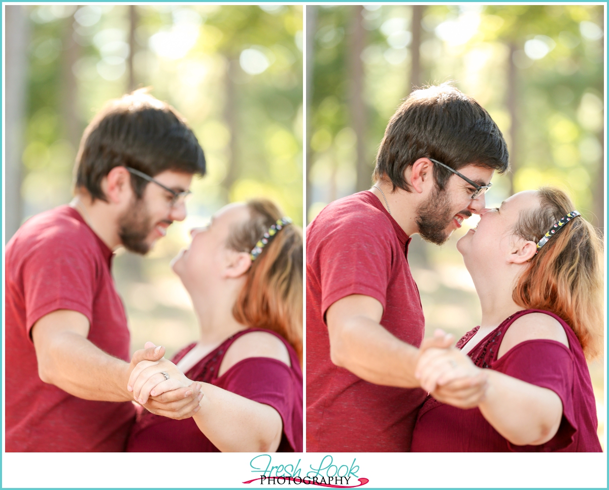 snuggling during the engagement session