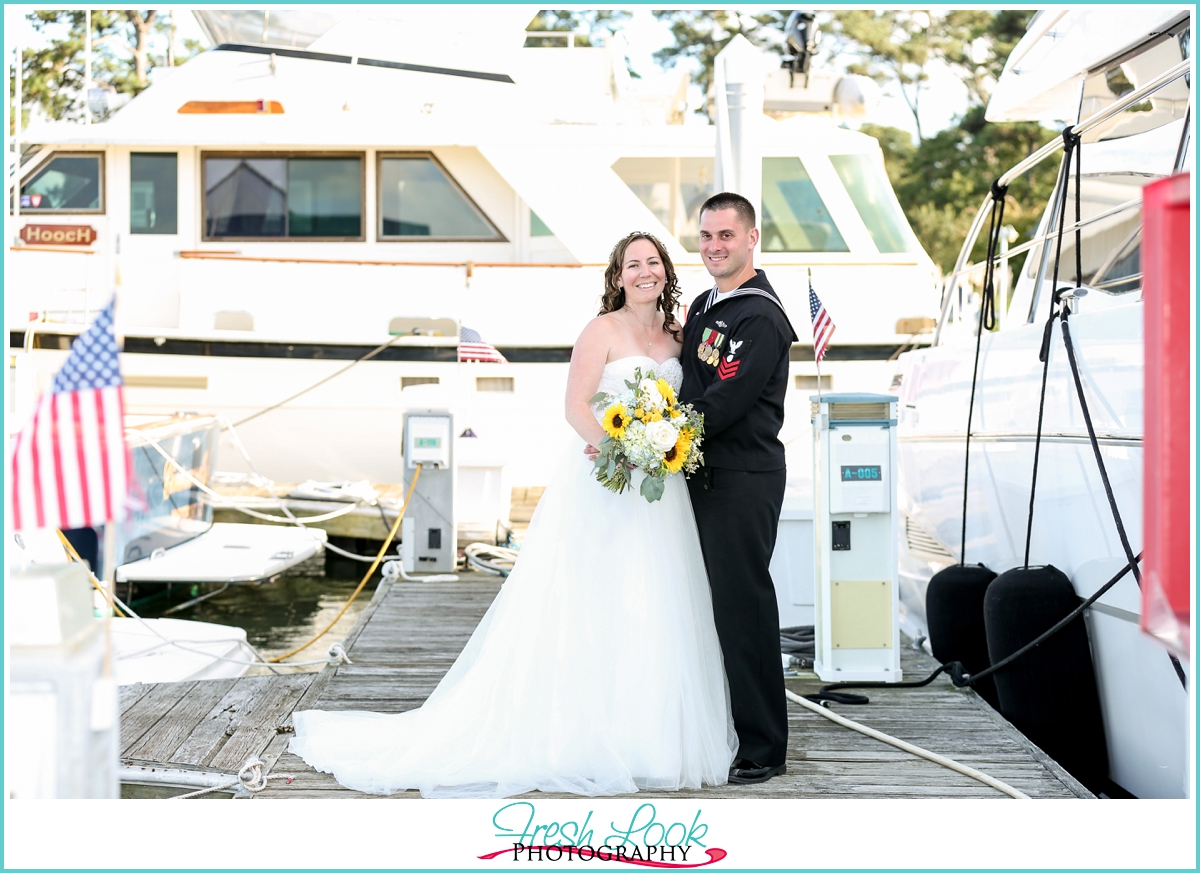 nautical themed bride and groom