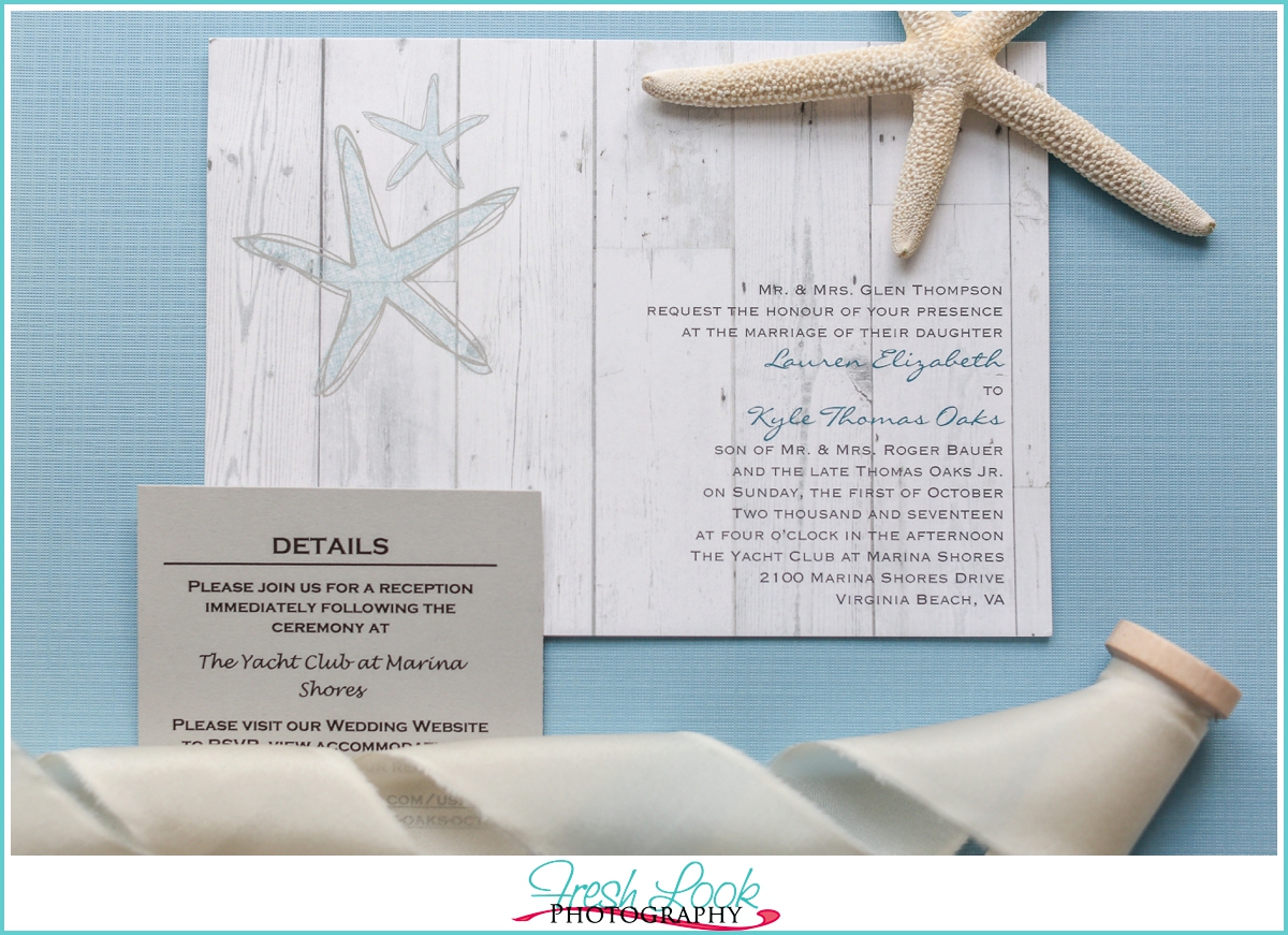 beachy wedding stationery