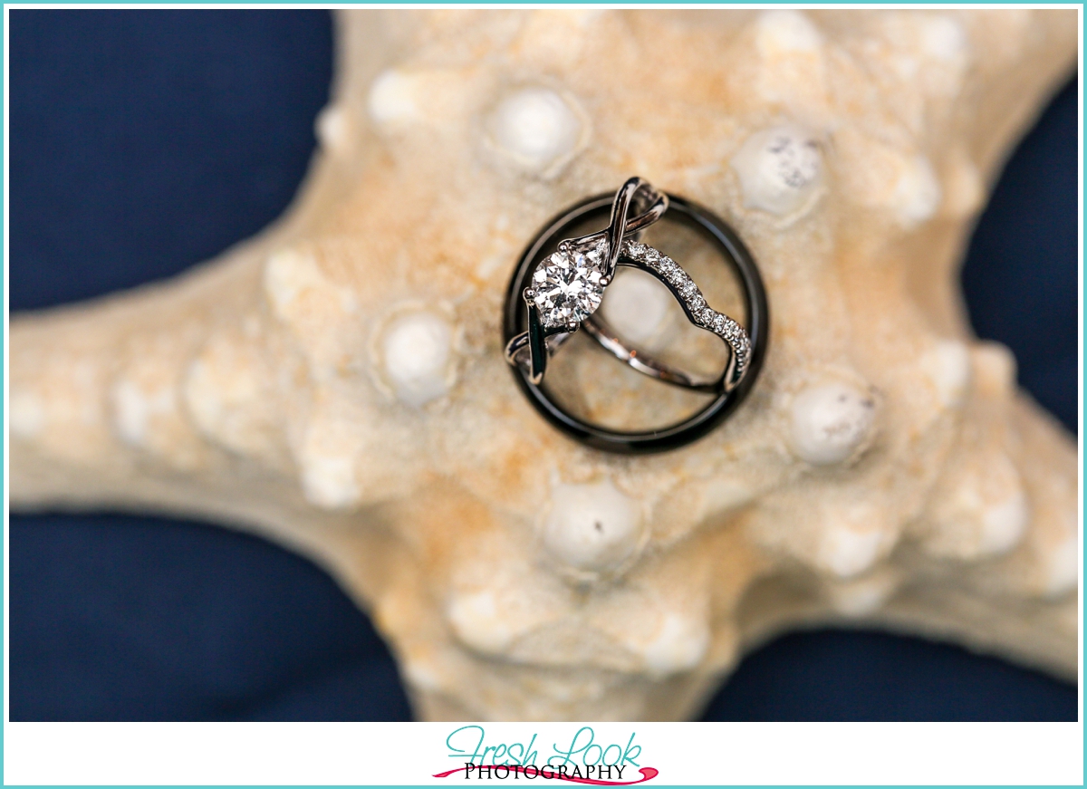 engagement ring on seastar