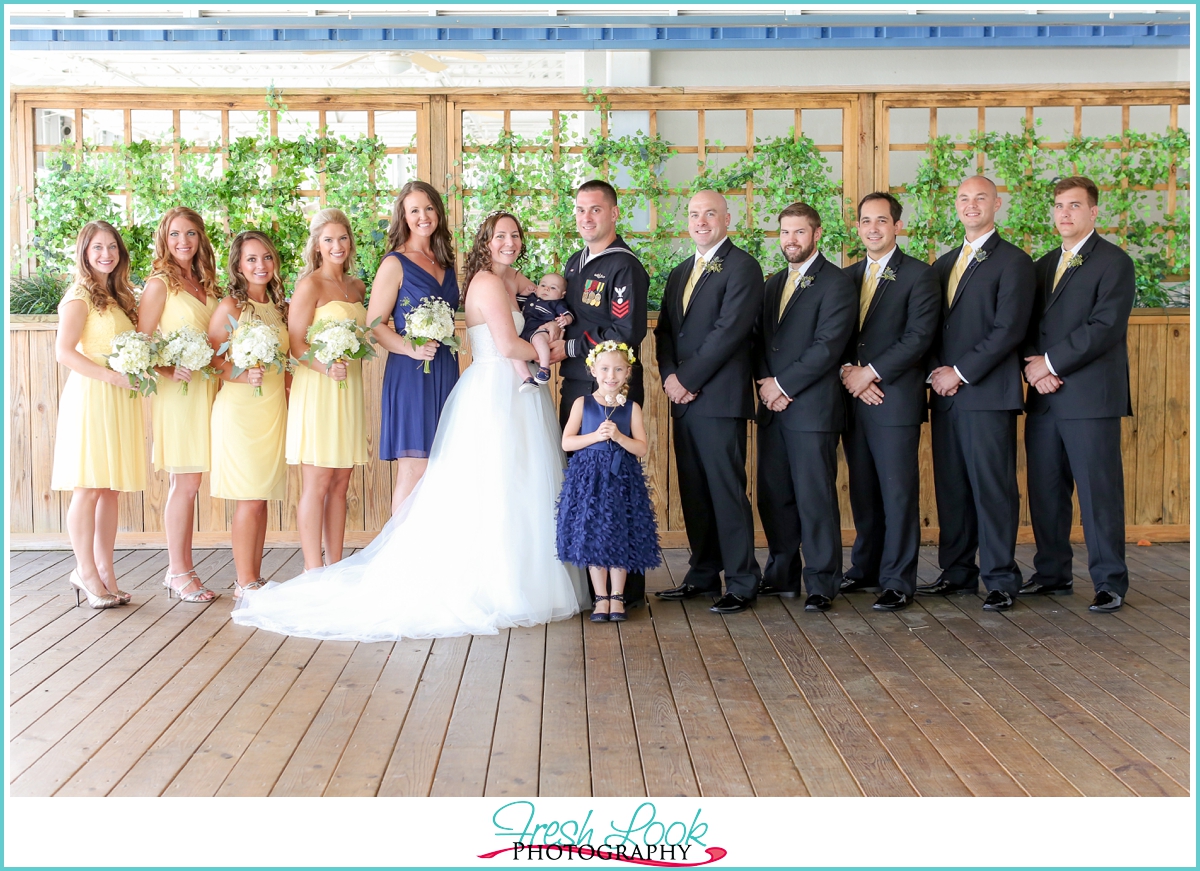 navy and yellow bridal party colors