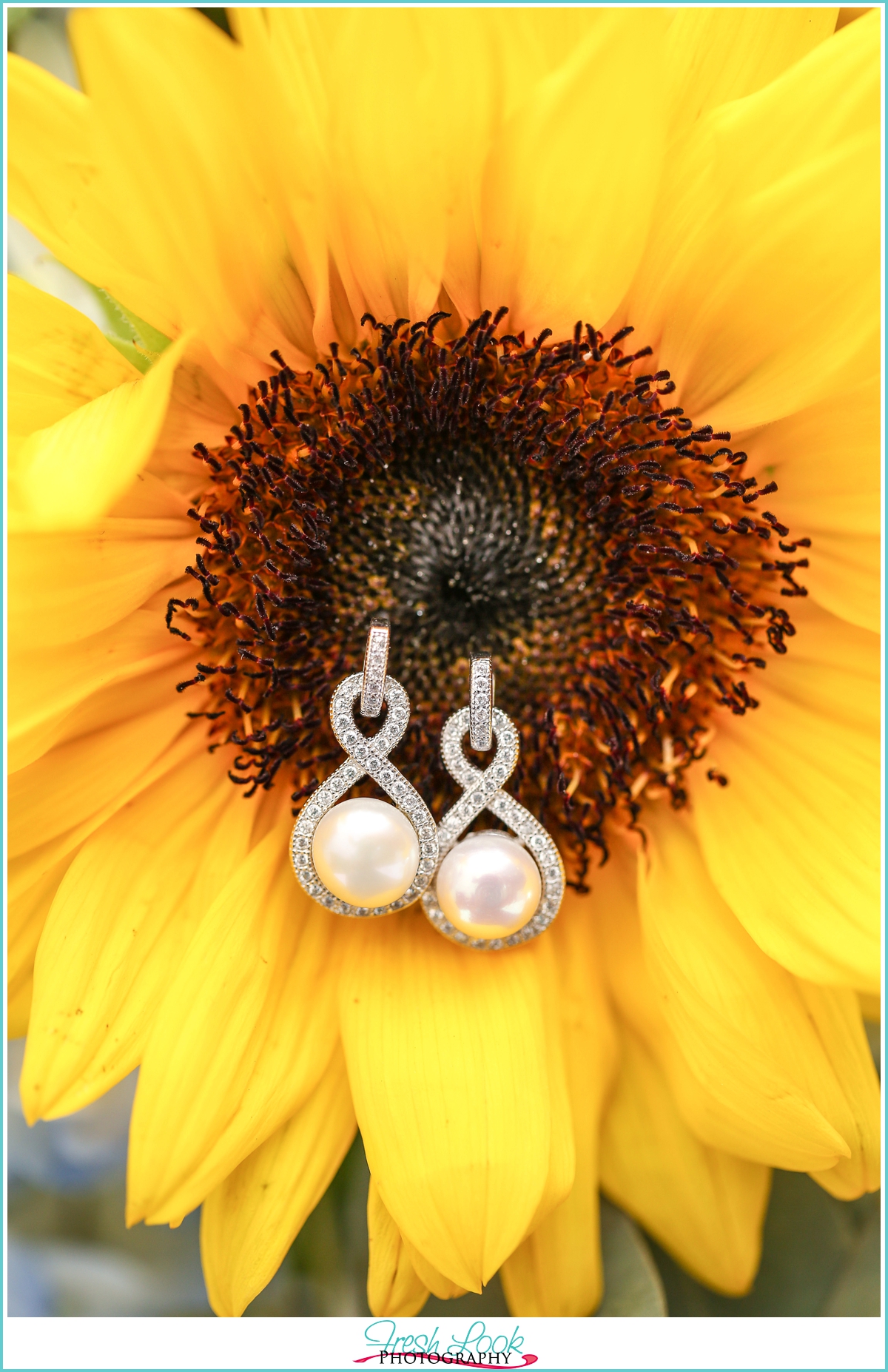 pearl earrings in sunflowers