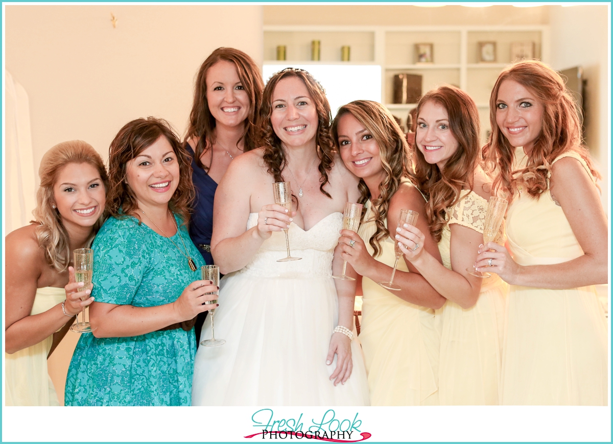 bride and her bridesmaids