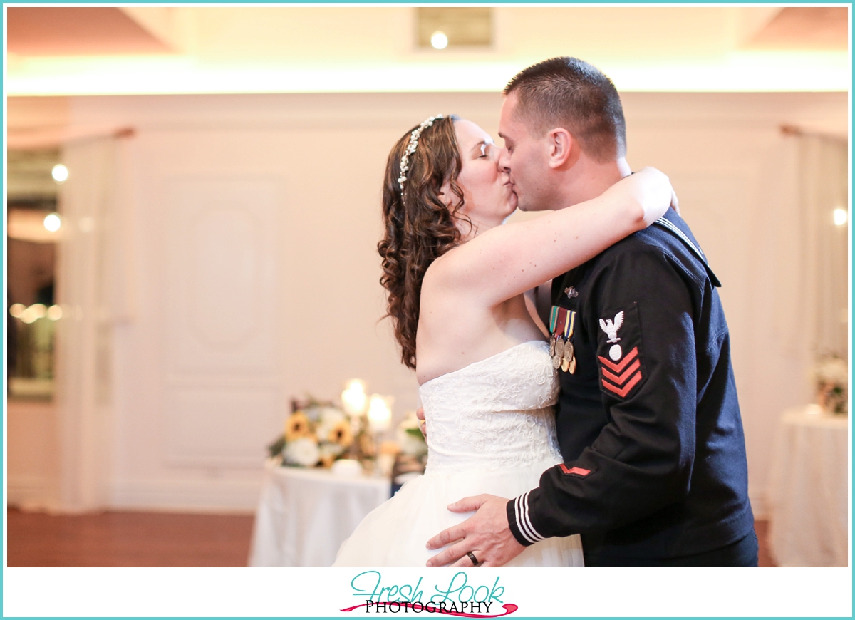 first kiss at the reception