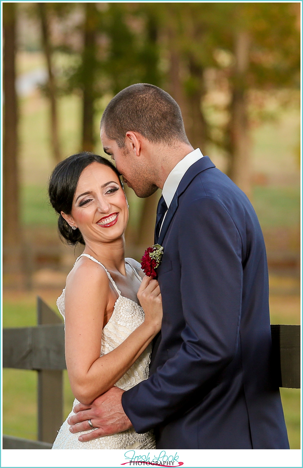 Country Farm wedding bride and groom