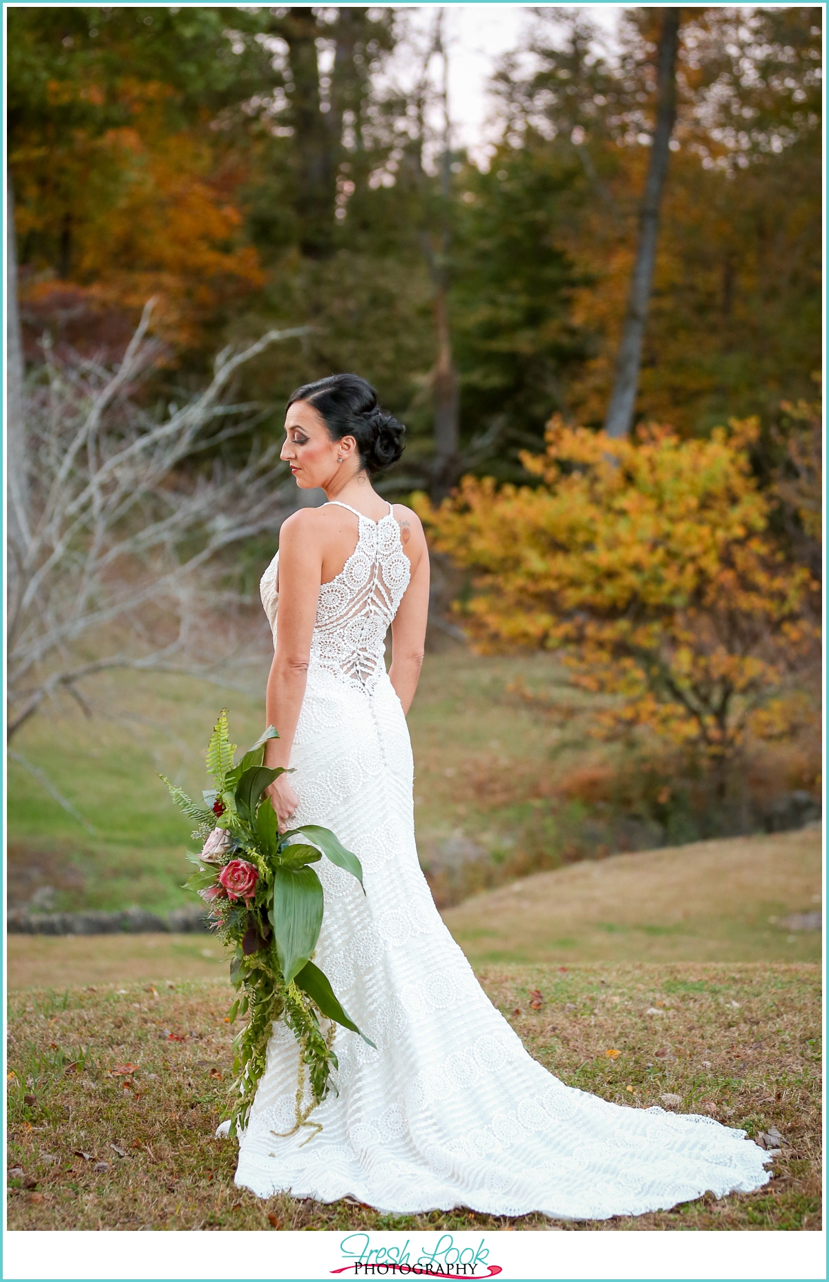 Elegant bridal portrait on the farm