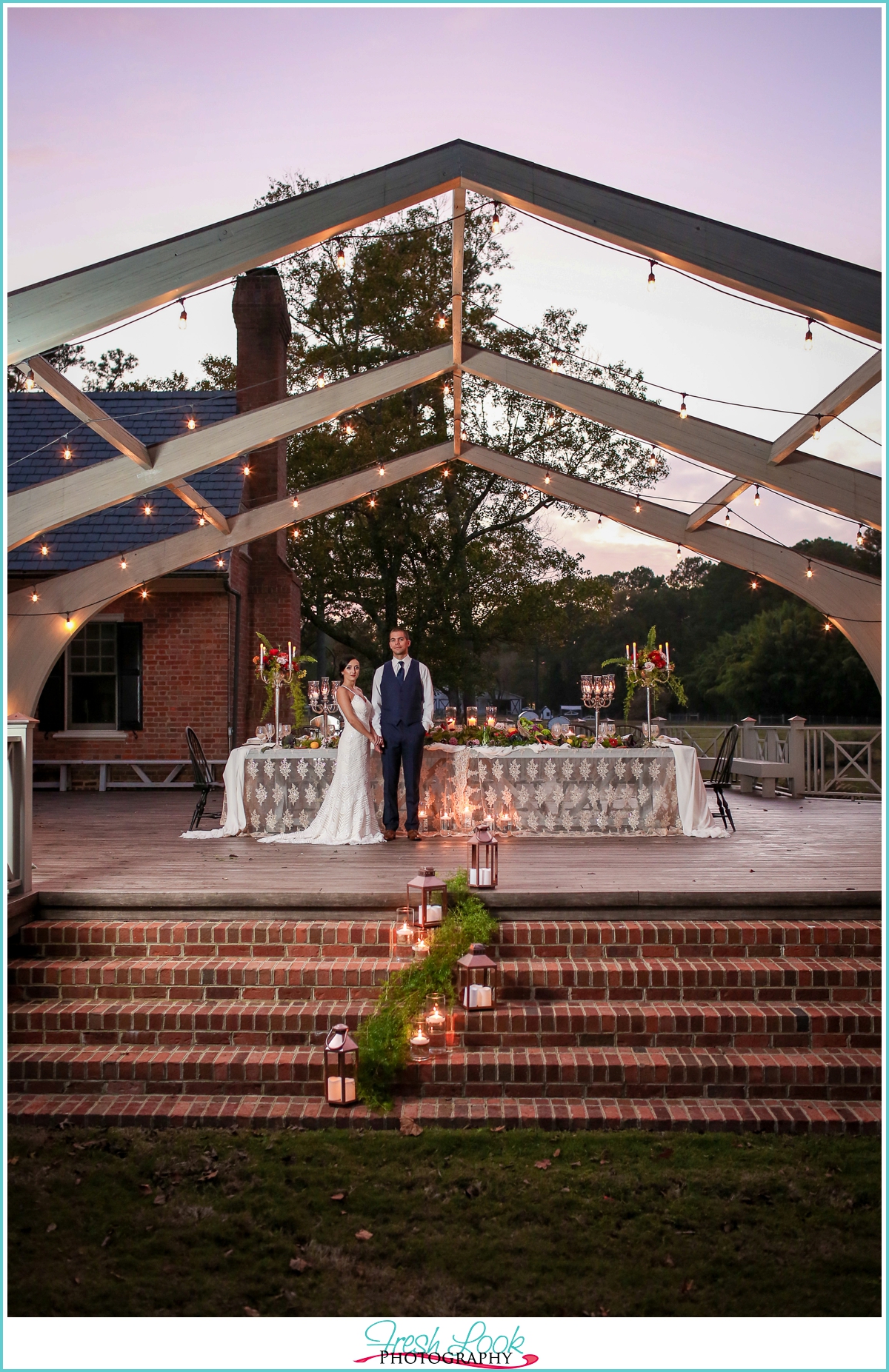 romantic bride and groom at reception