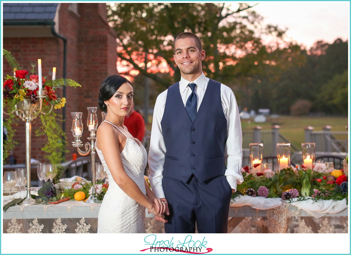 farm wedding bride and groom