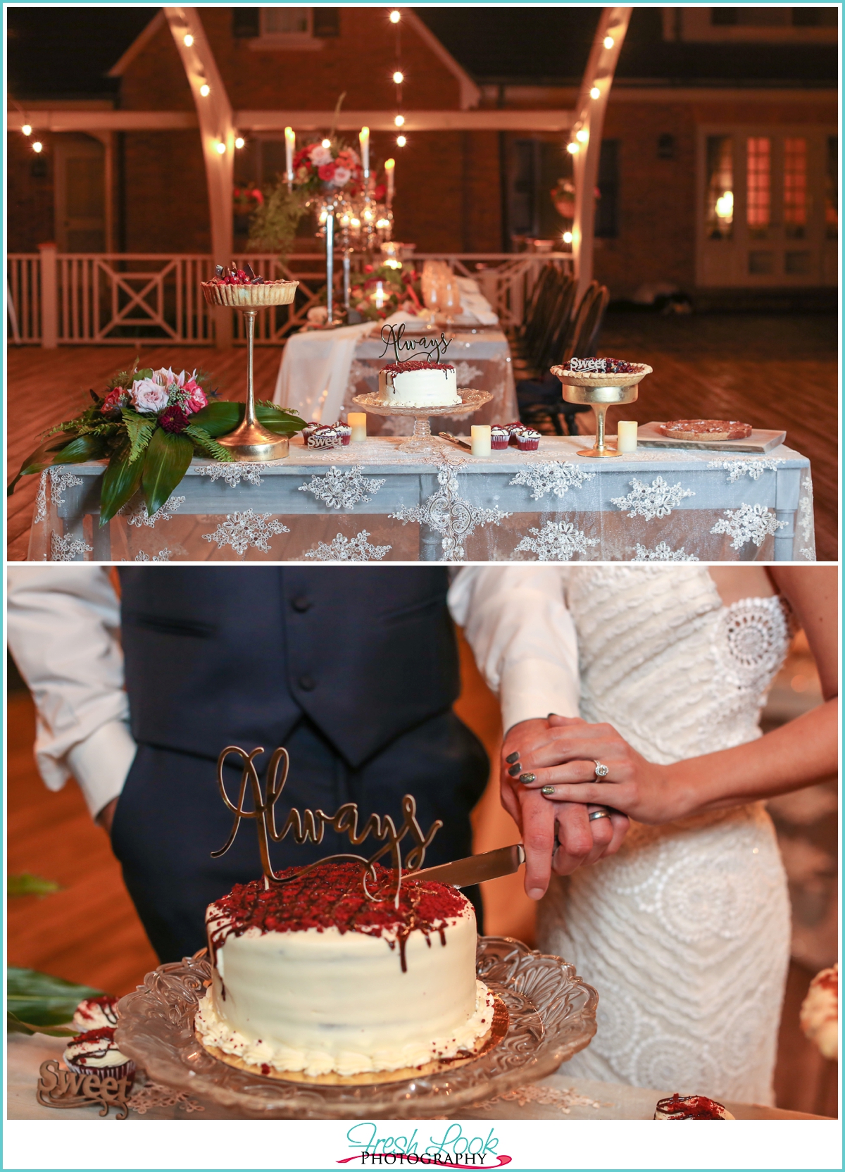 wedding reception cutting the cake