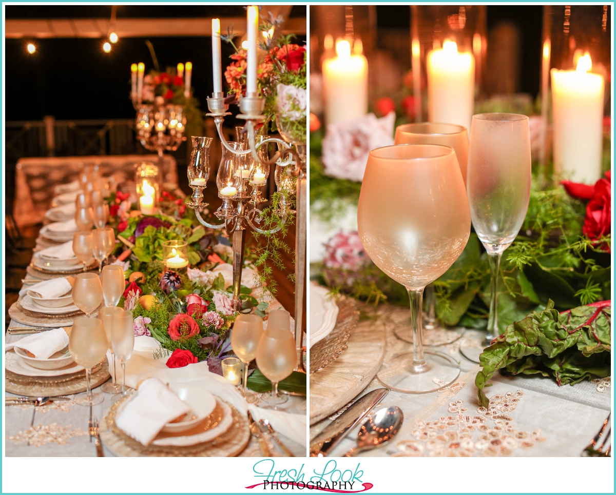 farm table reception decor