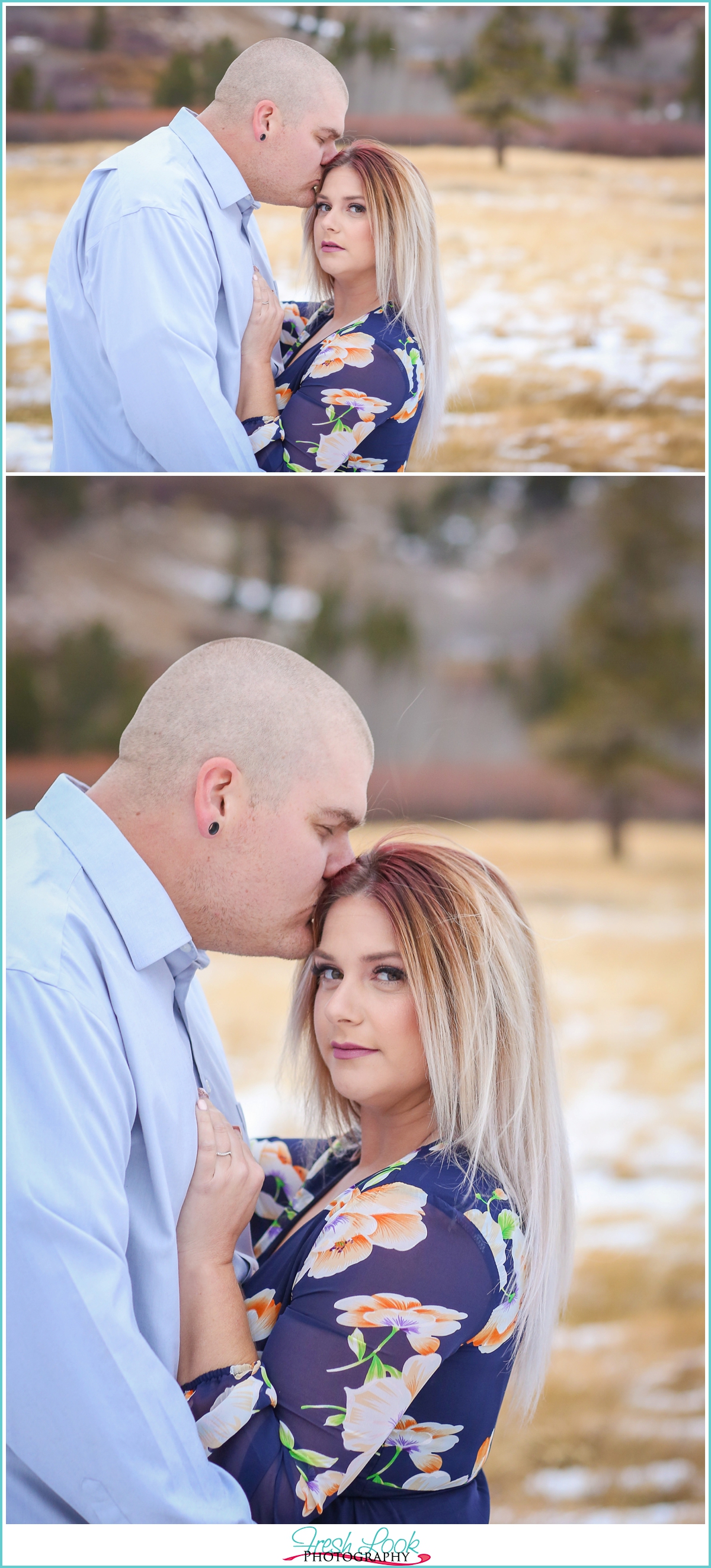 engagement session in the snow