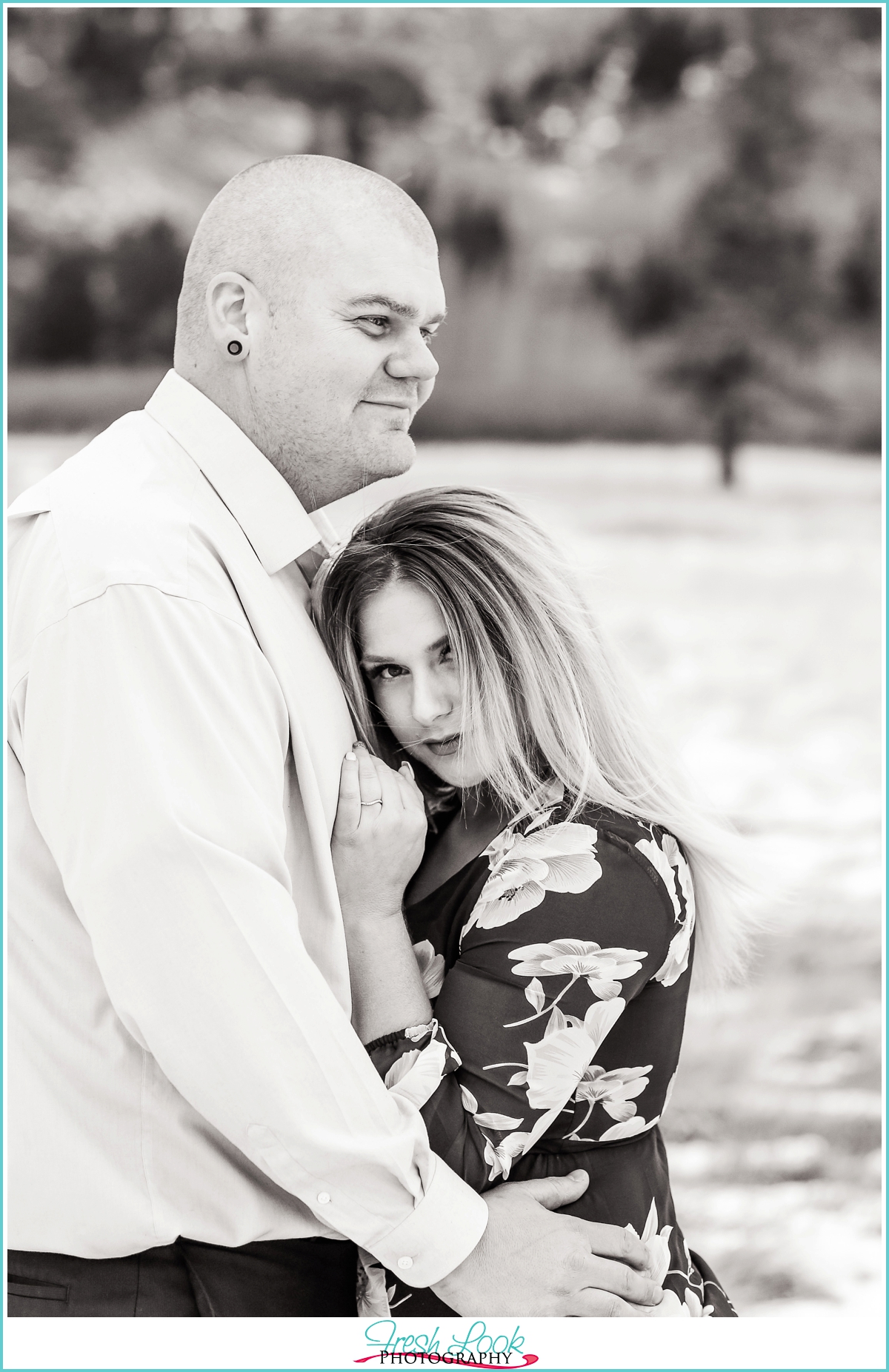 black and white engagement session photo