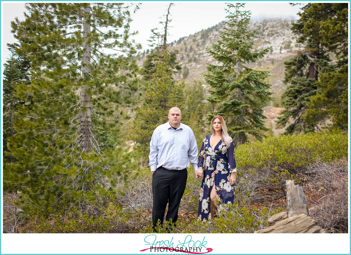 Woodsy Lake Tahoe engagement session